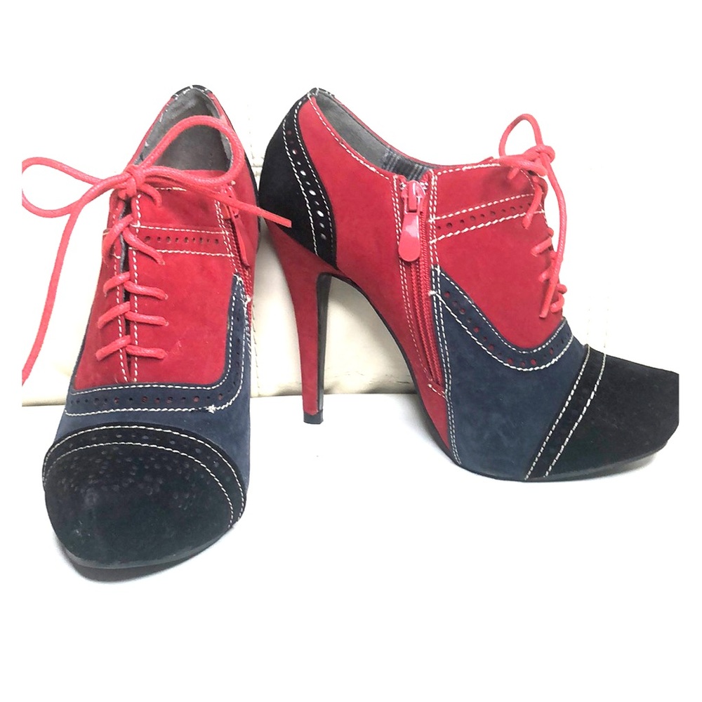 Herstylist Lace Up Heels-Red, Blue, Black
